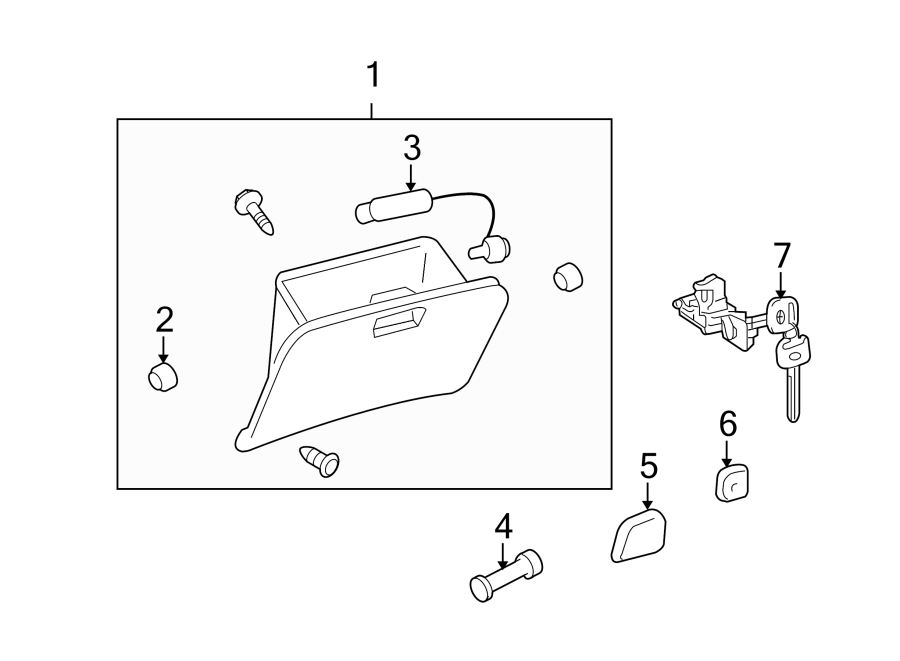 Diagram INSTRUMENT PANEL. GLOVE BOX. for your Toyota