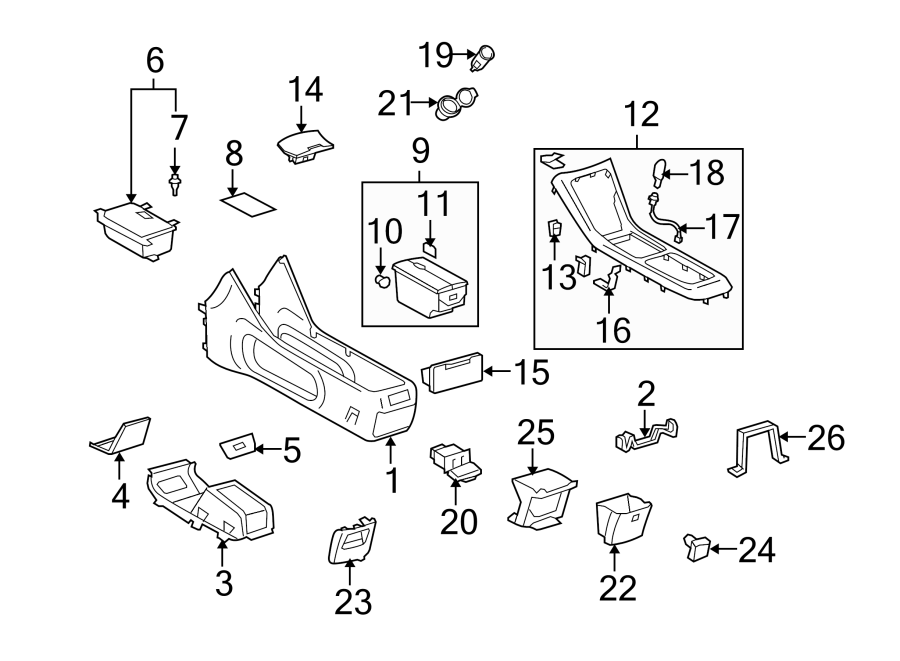 Diagram CONSOLE BODY AND TRIM. for your 2018 Toyota Tundra  SR Extended Cab Pickup Fleetside 