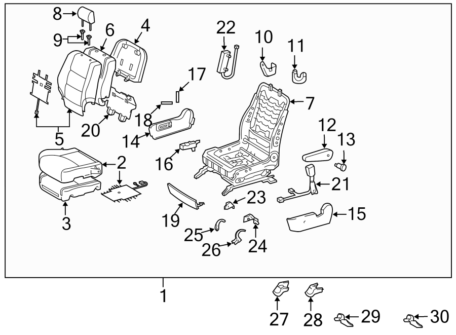 Diagram SEATS & TRACKS. FRONT SEAT COMPONENTS. for your 2016 Toyota Yaris   