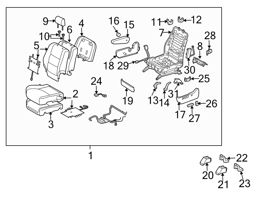 Diagram SEATS & TRACKS. FRONT SEAT COMPONENTS. for your 2012 Toyota Tundra 4.0L V6 A/T 4WD Base Extended Cab Pickup Fleetside 