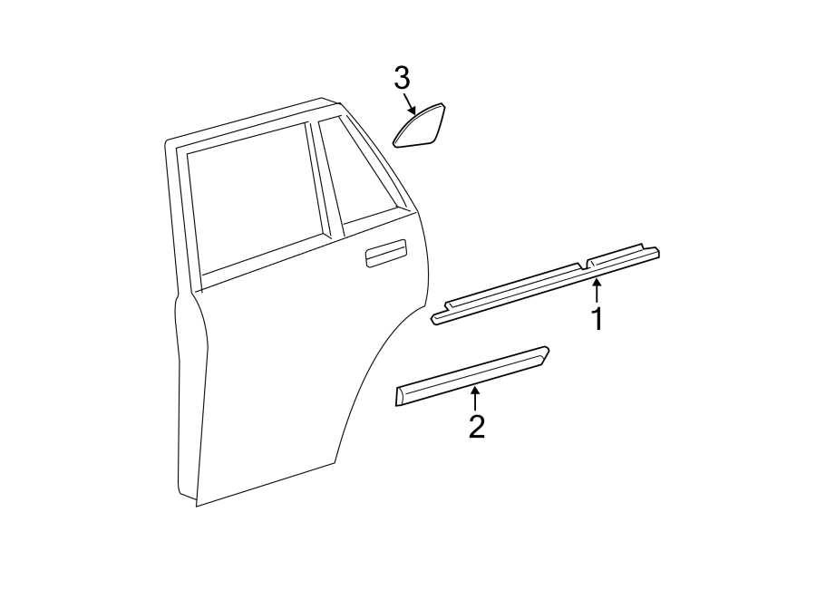 Diagram REAR DOOR. EXTERIOR TRIM. for your 2019 Toyota Prius c   