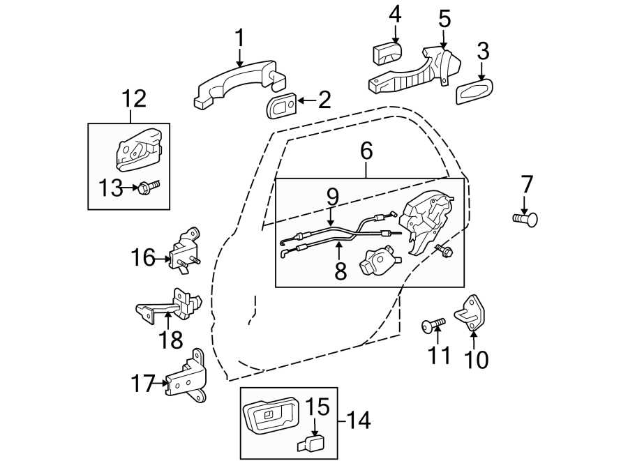 Diagram REAR DOOR. LOCK & HARDWARE. for your 2021 Toyota Highlander   