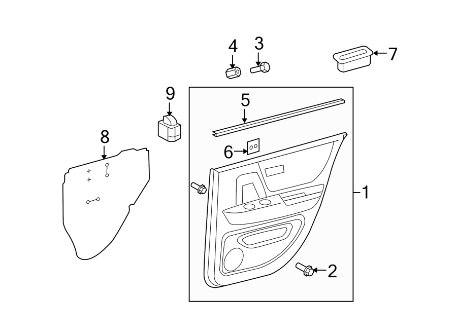 Diagram REAR DOOR. INTERIOR TRIM. for your 2014 Toyota Prius Plug-In   