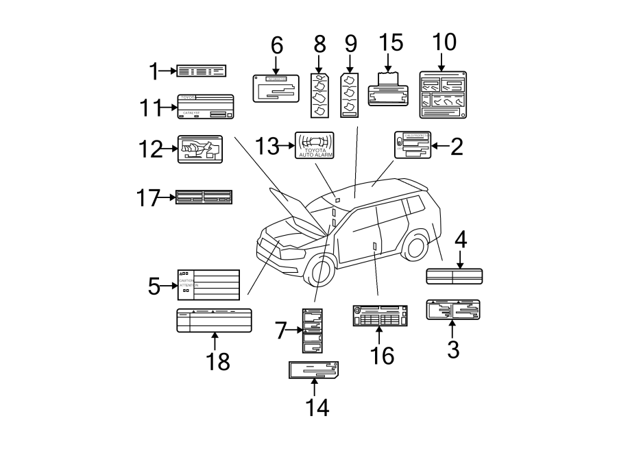 Diagram INFORMATION LABELS. for your 2010 Toyota Camry  SE SEDAN 