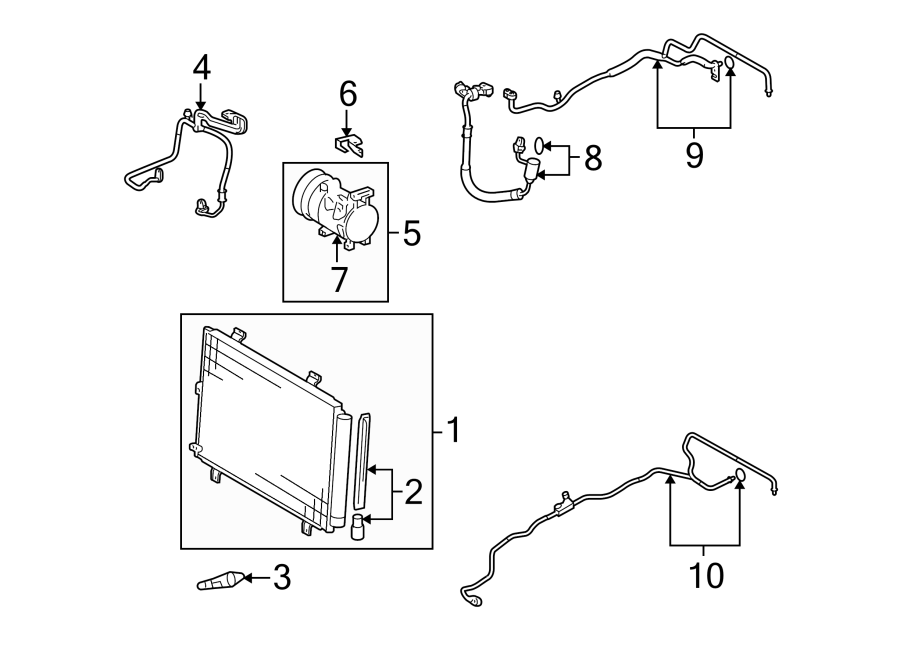 Diagram AIR CONDITIONER & HEATER. COMPRESSOR & LINES. CONDENSER. for your 1993 Toyota Camry   