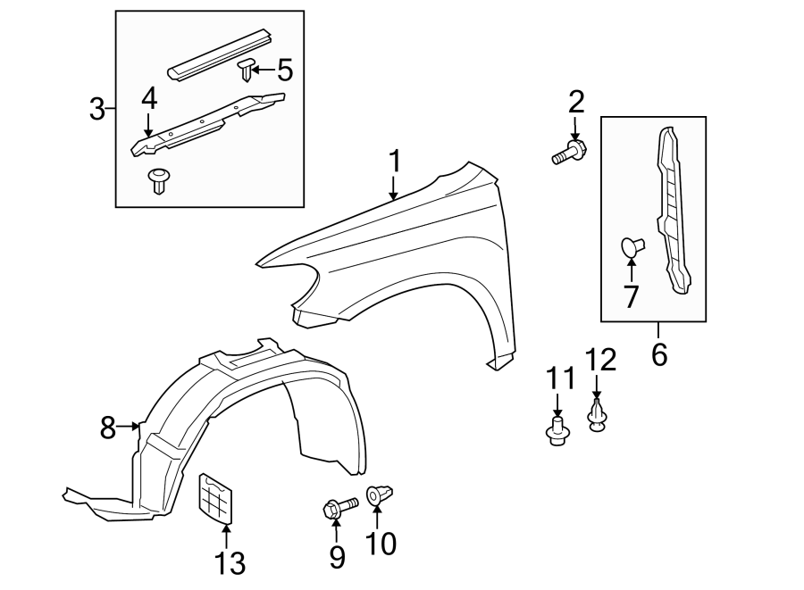 Diagram FENDER & COMPONENTS. for your 2021 Toyota RAV4  Hybrid XSE Sport Utility 