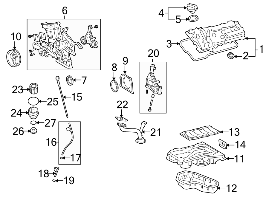 Diagram ENGINE / TRANSAXLE. ENGINE PARTS. for your 2020 Toyota Prius Prime   