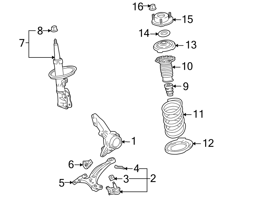 Diagram FRONT SUSPENSION. SUSPENSION COMPONENTS. for your 2013 Toyota Matrix   