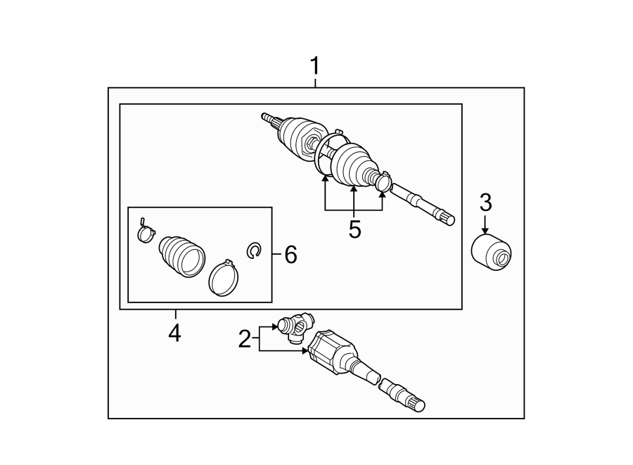 Diagram FRONT SUSPENSION. DRIVE AXLES. for your 2005 Toyota Highlander   