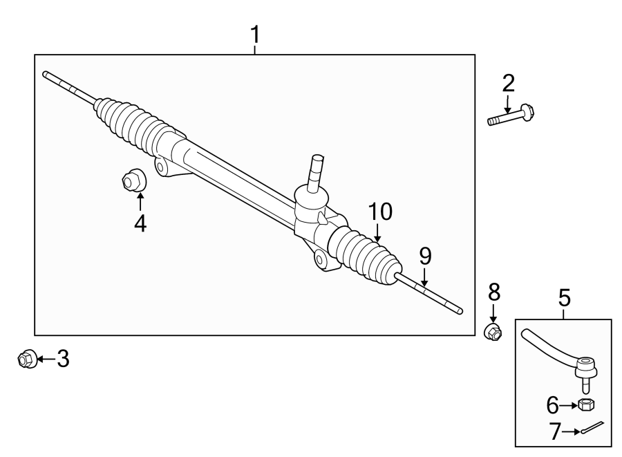 Diagram STEERING GEAR & LINKAGE. for your 2009 Toyota Highlander 3.5L V6 A/T FWD Base Sport Utility 