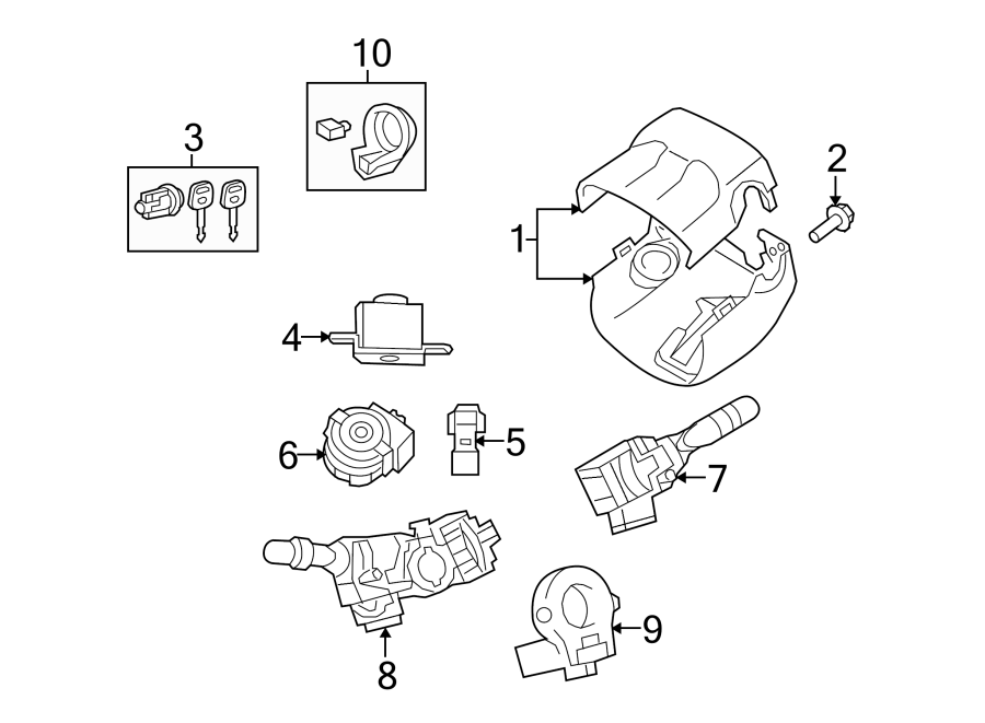 Diagram STEERING COLUMN. SHROUD. SWITCHES & LEVERS. for your 2009 Toyota Highlander  Sport Sport Utility 