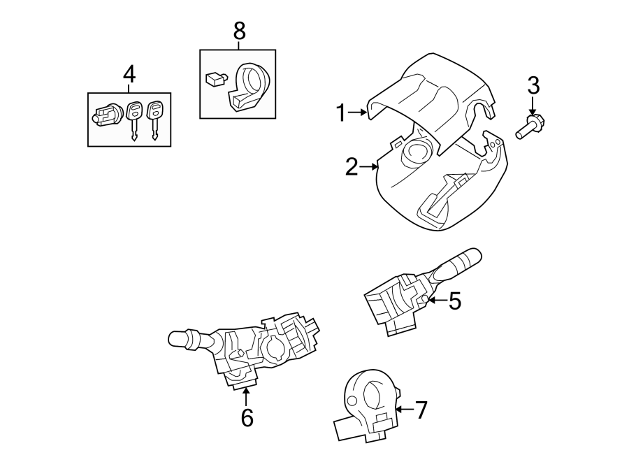 Diagram STEERING COLUMN. SHROUD. SWITCHES & LEVERS. for your 2003 Toyota Sequoia   