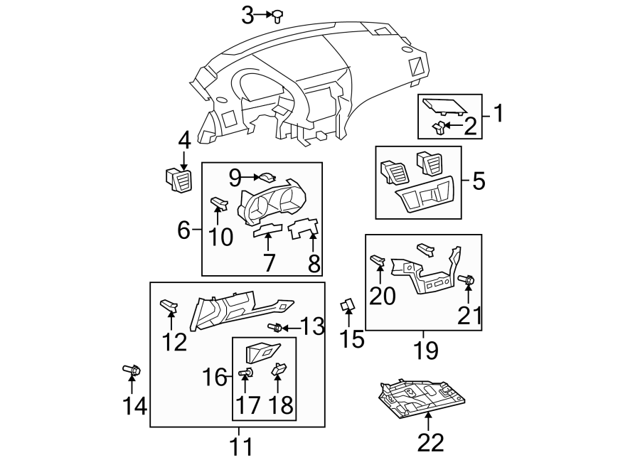 Diagram INSTRUMENT PANEL COMPONENTS. for your 2003 Toyota Camry   