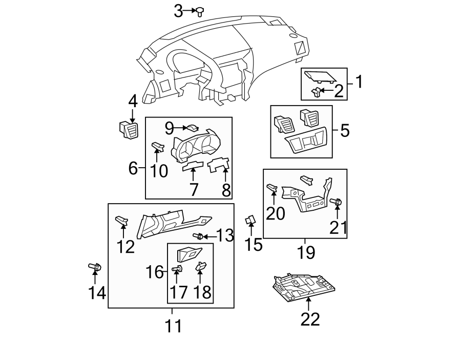 Diagram INSTRUMENT PANEL COMPONENTS. for your 2015 Toyota Tundra 4.6L V8 A/T 4WD SR Extended Cab Pickup Fleetside 