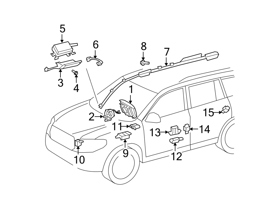 Diagram RESTRAINT SYSTEMS. AIR BAG COMPONENTS. for your 2020 Toyota Avalon  Hybrid XLE Sedan 