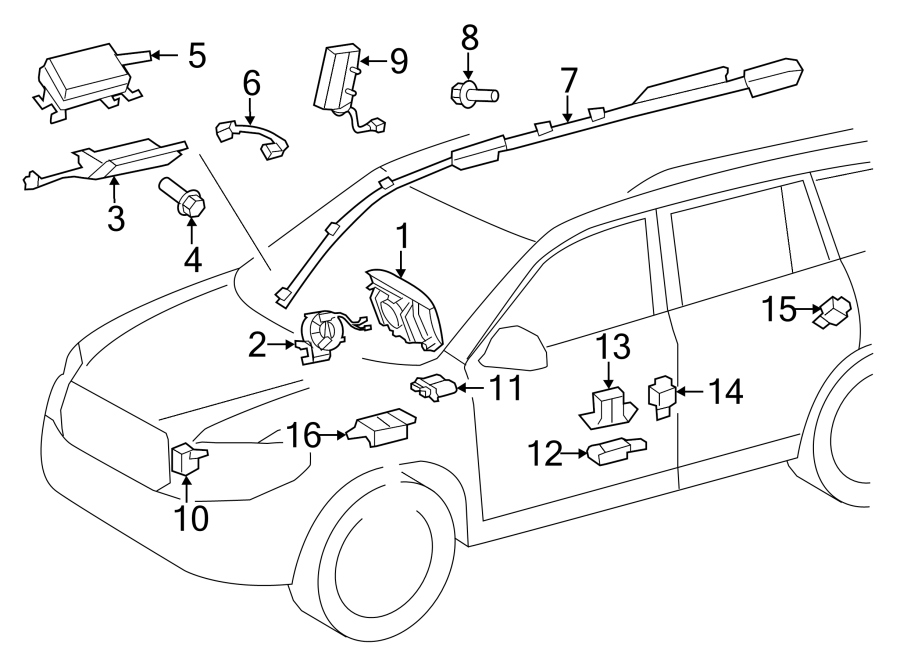 Diagram RESTRAINT SYSTEMS. AIR BAG COMPONENTS. for your 2011 Toyota 4Runner   