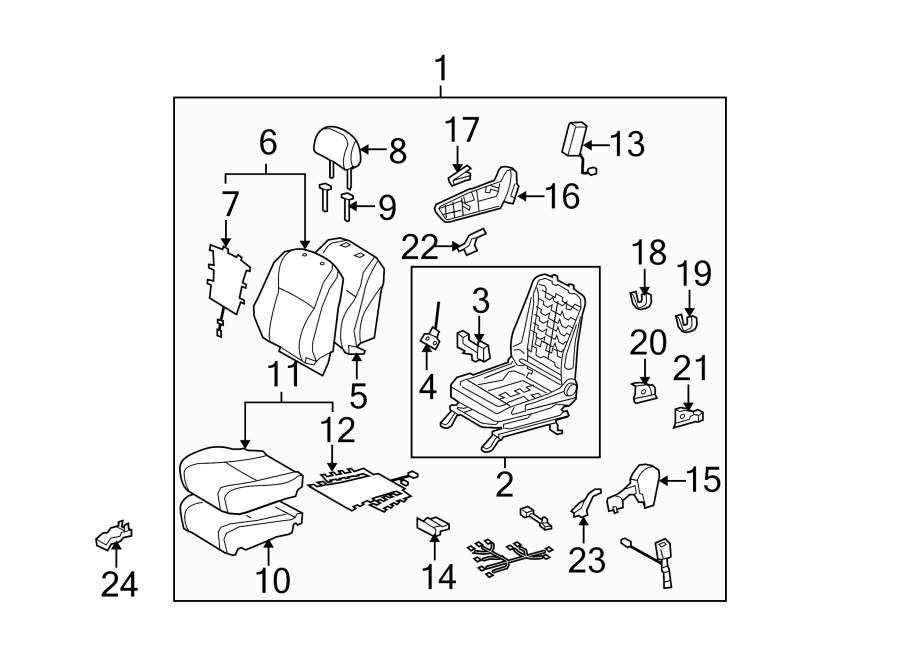 Diagram SEATS & TRACKS. PASSENGER SEAT COMPONENTS. for your 2006 Toyota Tundra 4.0L V6 M/T 4WD SR5 Extended Cab Pickup Stepside 