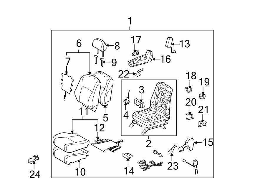 Diagram SEATS & TRACKS. PASSENGER SEAT COMPONENTS. for your 2016 Toyota Yaris   