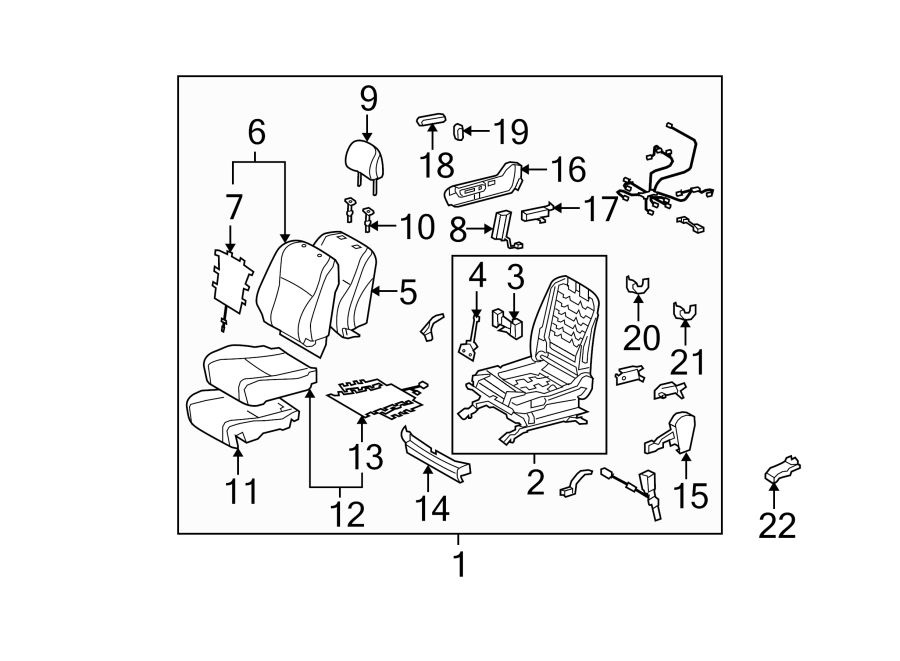 Diagram SEATS & TRACKS. PASSENGER SEAT COMPONENTS. for your Toyota