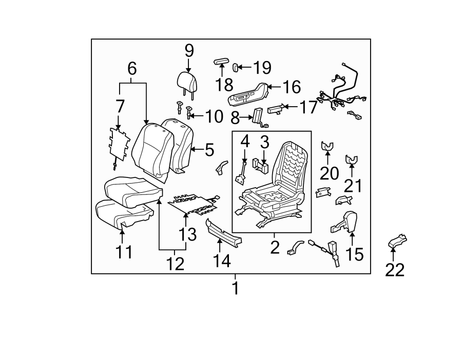 Diagram SEATS & TRACKS. PASSENGER SEAT COMPONENTS. for your 2016 Toyota Yaris   