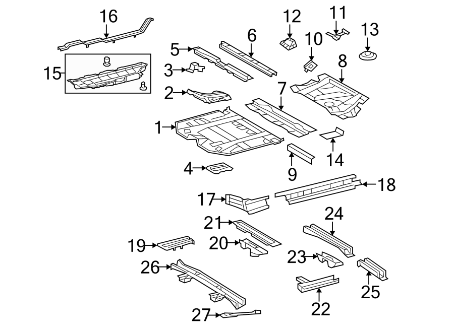 Diagram Pillars. Rocker & floor. Floor & rails. for your 2021 Toyota Prius Prime   