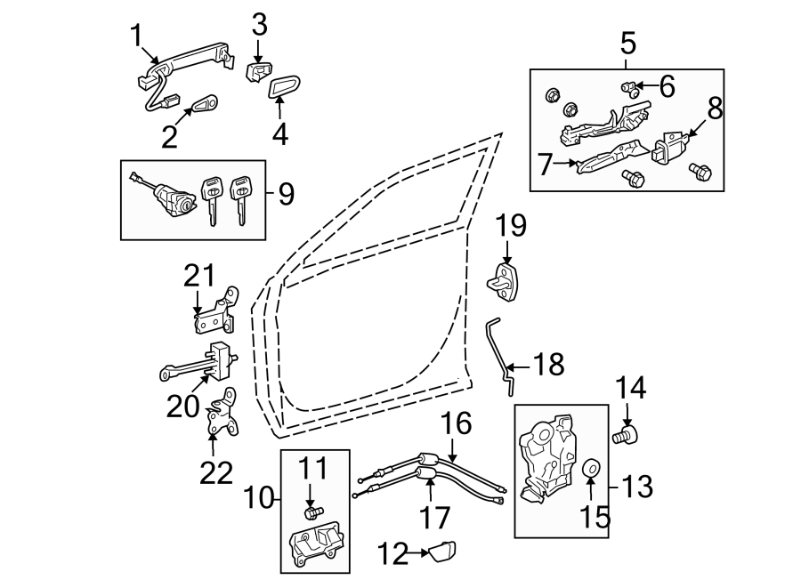 Diagram FRONT DOOR. LOCK & HARDWARE. for your 2017 Toyota Camry   