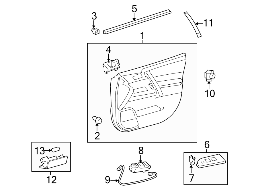 Diagram FRONT DOOR. INTERIOR TRIM. for your 2000 Toyota Tundra   