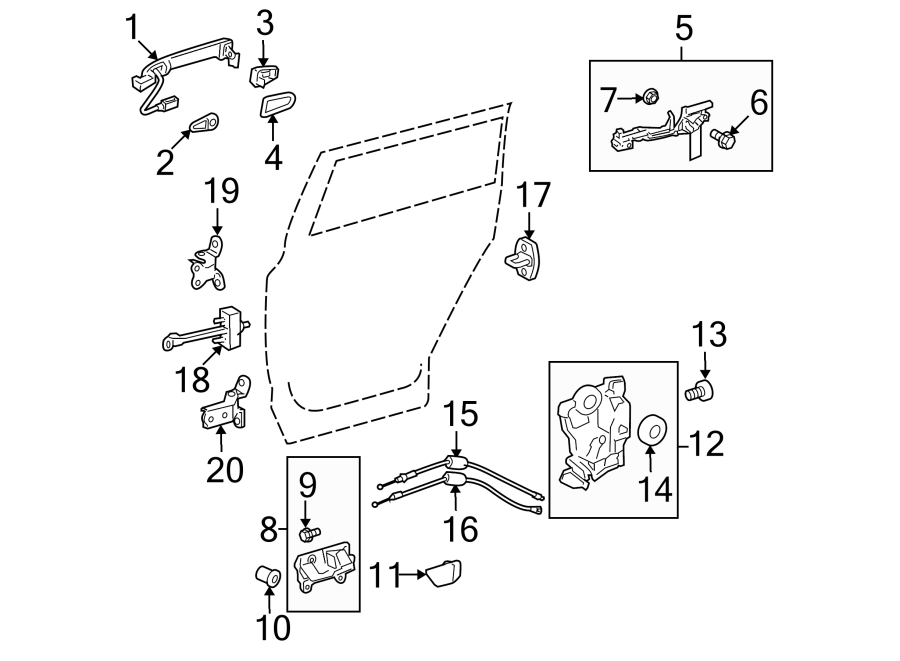 Diagram REAR DOOR. LOCK & HARDWARE. for your 2020 Toyota Avalon   