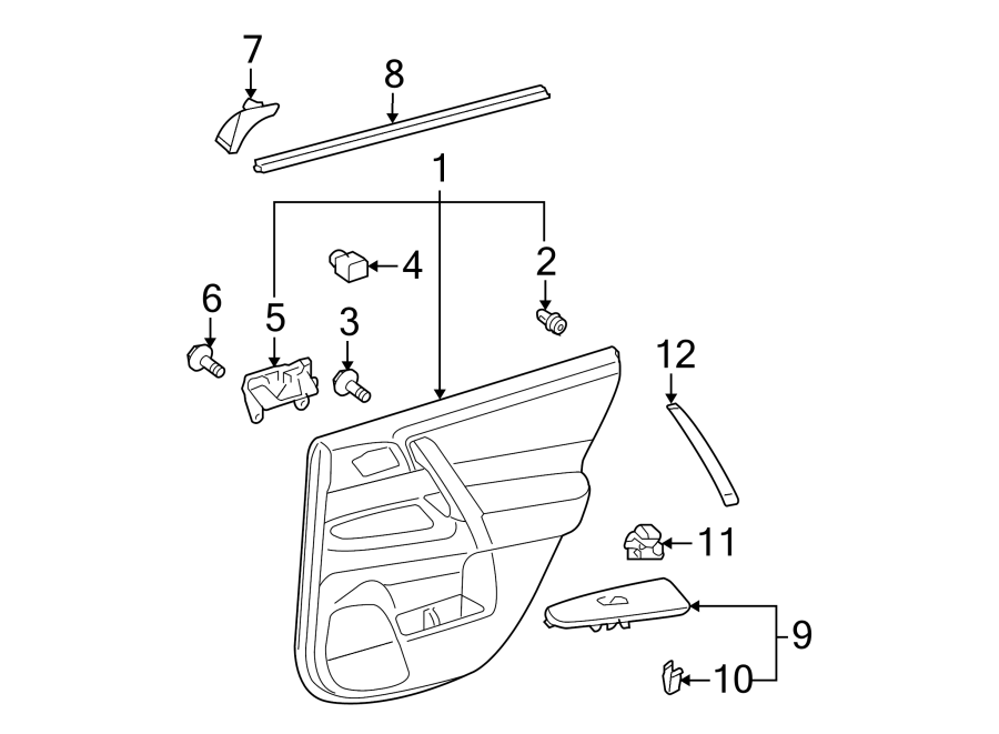 Diagram REAR DOOR. INTERIOR TRIM. for your 2005 Toyota Prius   