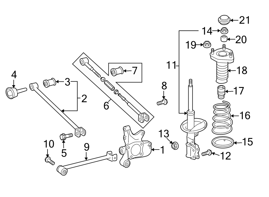 Diagram REAR SUSPENSION. SUSPENSION COMPONENTS. for your Toyota Highlander  