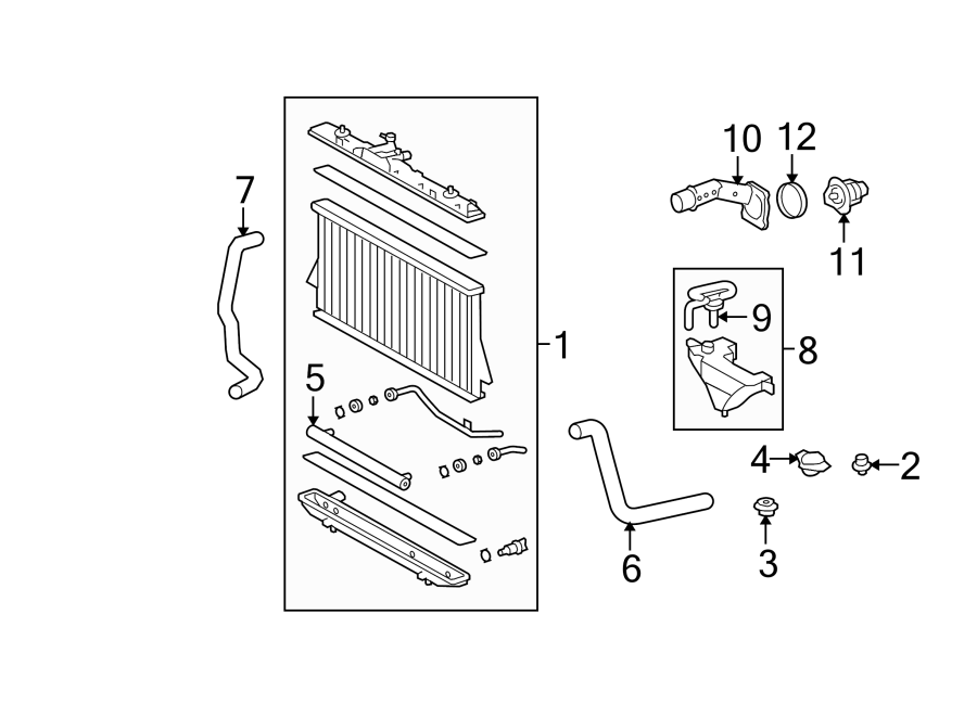 Diagram RADIATOR & COMPONENTS. for your 2007 Toyota FJ Cruiser   