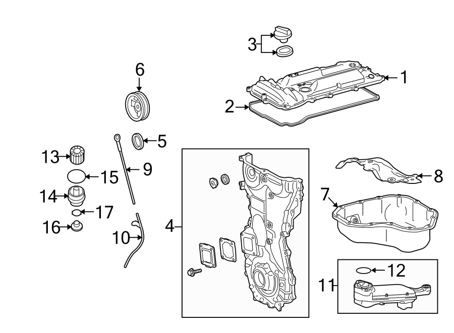 Diagram ENGINE / TRANSAXLE. ENGINE PARTS. for your 2012 Toyota Highlander  Base Sport Utility 