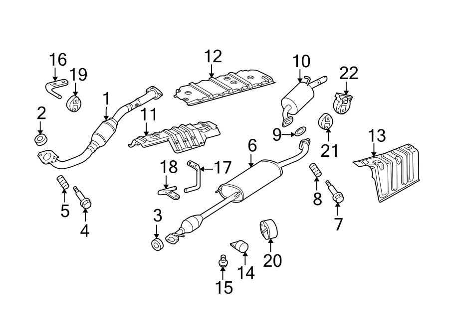 Diagram EXHAUST SYSTEM. EXHAUST COMPONENTS. for your 2007 Toyota Tundra 4.0L V6 A/T RWD SR5 Extended Cab Pickup Fleetside 