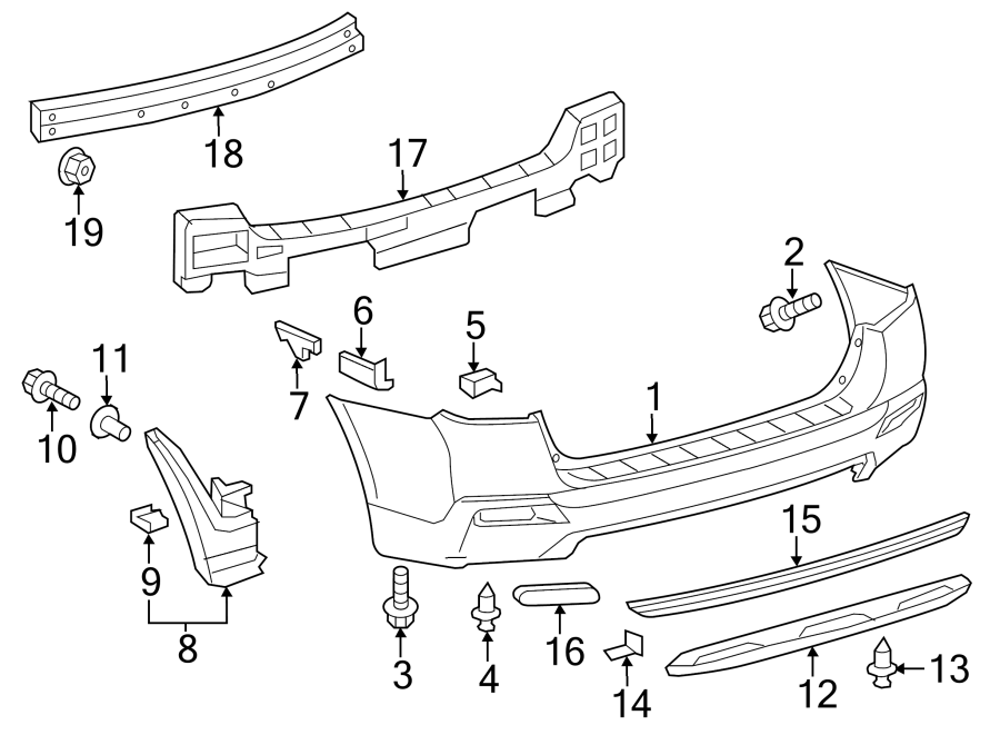 Diagram REAR BUMPER. BUMPER & COMPONENTS. for your 2017 Toyota Prius Prime   