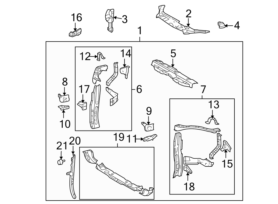 Diagram Radiator support. Rear suspension. for your 2012 Toyota Highlander   