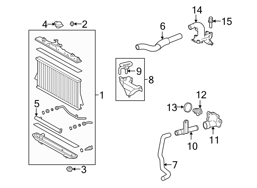 Diagram RADIATOR & COMPONENTS. for your 1995 Toyota T100   