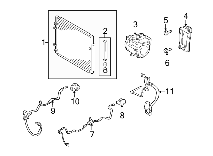 Diagram AIR CONDITIONER & HEATER. COMPRESSOR & LINES. CONDENSER. for your 2012 Toyota Camry   