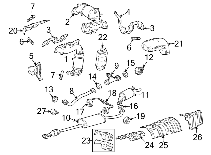 Diagram Exhaust system. Exhaust components. for your 2022 Toyota Highlander   