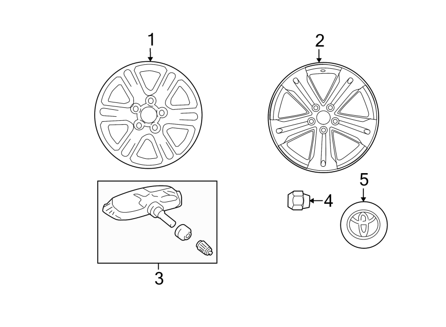 Diagram WHEELS. COVERS & TRIM. for your 2022 Toyota Prius   