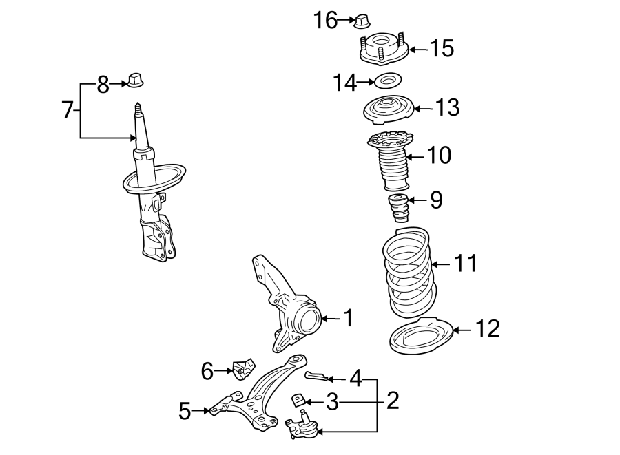 Diagram FRONT SUSPENSION. SUSPENSION COMPONENTS. for your Toyota