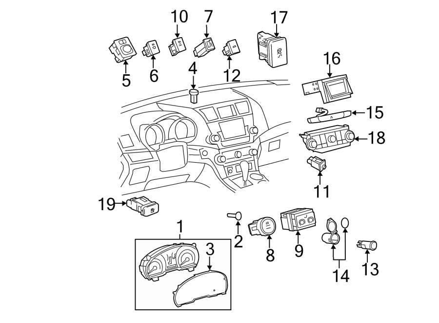 Diagram INSTRUMENT PANEL. CLUSTER & SWITCHES. for your 2008 Toyota Yaris   