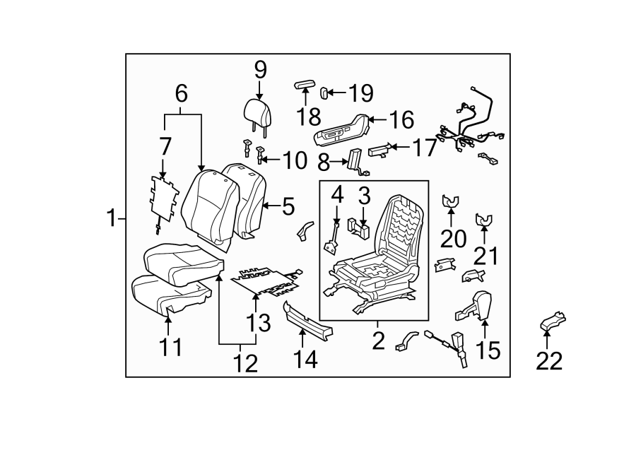 Diagram SEATS & TRACKS. PASSENGER SEAT COMPONENTS. for your Toyota