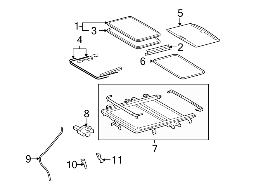 Diagram SUNROOF. for your Toyota Highlander  