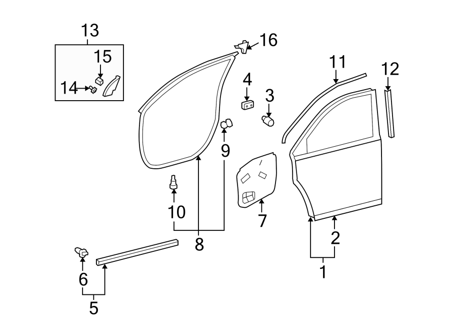 Diagram FRONT DOOR. DOOR & COMPONENTS. for your 2006 Toyota 4Runner   