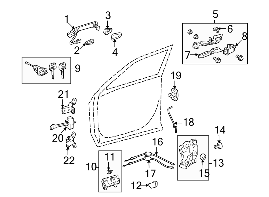 Diagram FRONT DOOR. LOCK & HARDWARE. for your 2023 Toyota Camry   