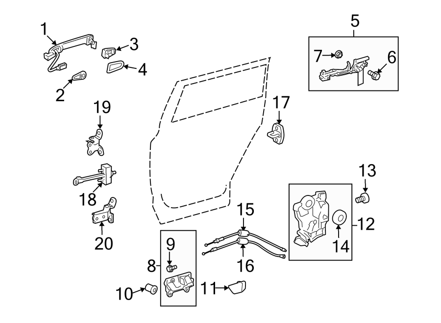 Diagram REAR DOOR. LOCK & HARDWARE. for your 2015 Toyota Prius Plug-In   