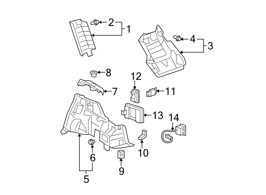 Diagram QUARTER PANEL. INTERIOR TRIM. for your 2013 Toyota Highlander   