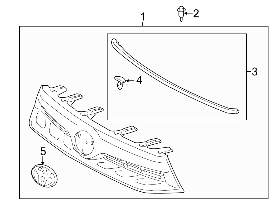 Diagram GRILLE & COMPONENTS. for your 2012 Toyota Highlander   