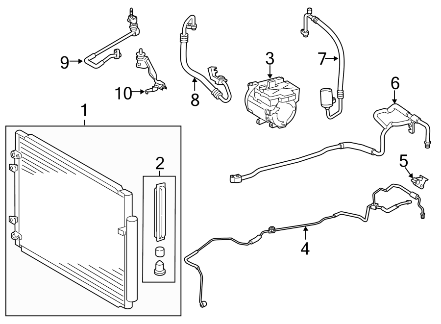 Diagram AIR CONDITIONER & HEATER. COMPRESSOR & LINES. CONDENSER. for your 2012 Toyota Highlander   