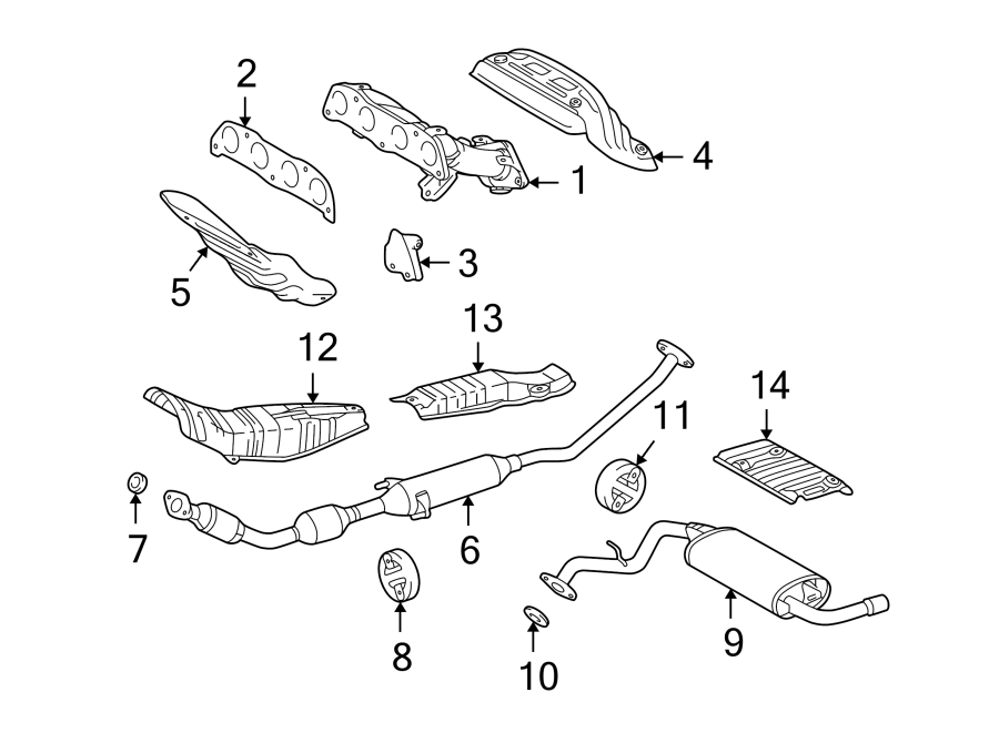 Diagram EXHAUST SYSTEM. EXHAUST COMPONENTS. for your 2011 Toyota Tundra 4.6L V8 A/T RWD Base Extended Cab Pickup Fleetside 